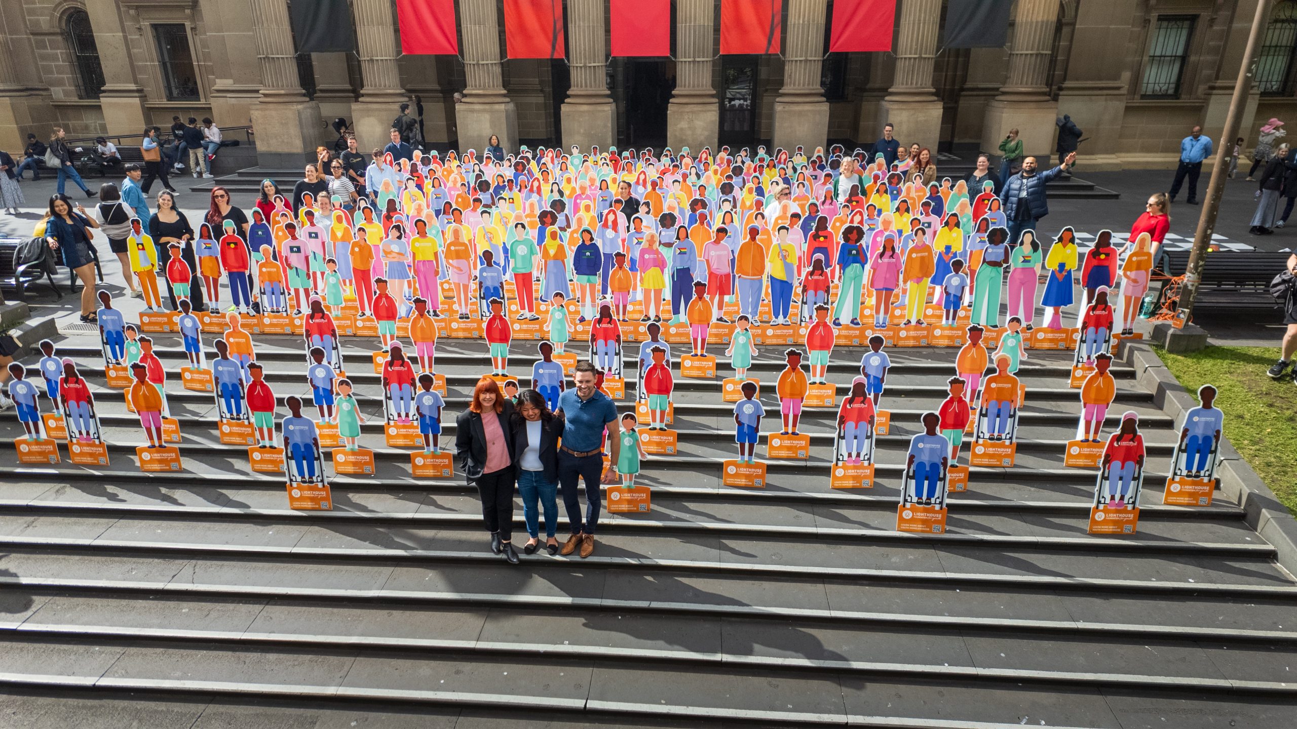 Life size ‘Cut Outs’ in Melbourne’s CBD on Youth Homelessness Matters Day